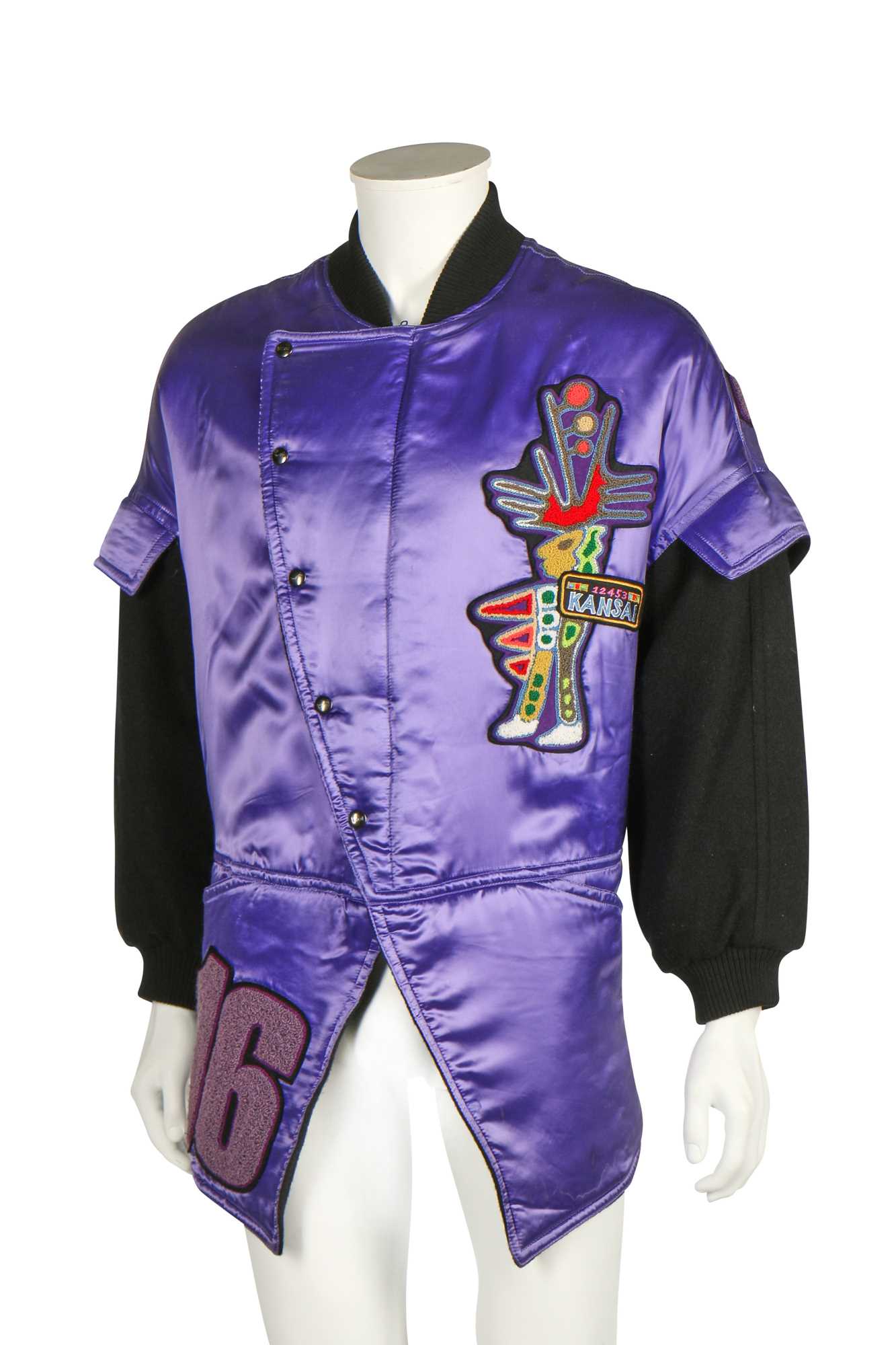 Lot 182 - A rare Kansai Yamamoto purple satin bomber jacket, 1980s