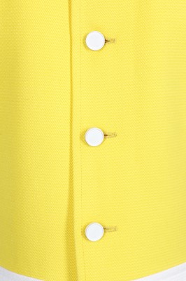 Lot 143 - A Courrèges yellow and white wool dress, early 1970s