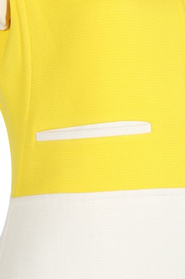 Lot 143 - A Courrèges yellow and white wool dress, early 1970s