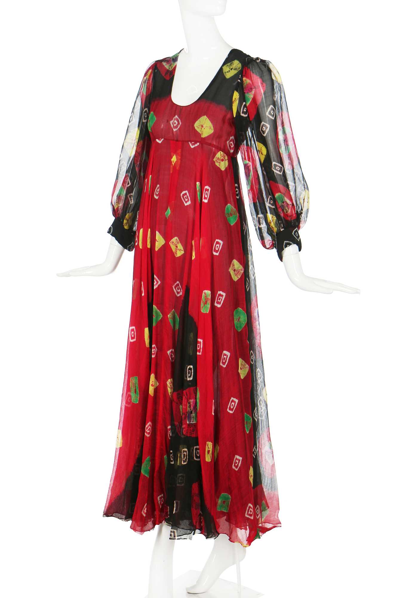 Lot 139 - A Thea Porter printed chiffon evening gown, 1970s