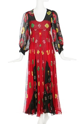 Lot 139 - A Thea Porter printed chiffon evening gown, 1970s
