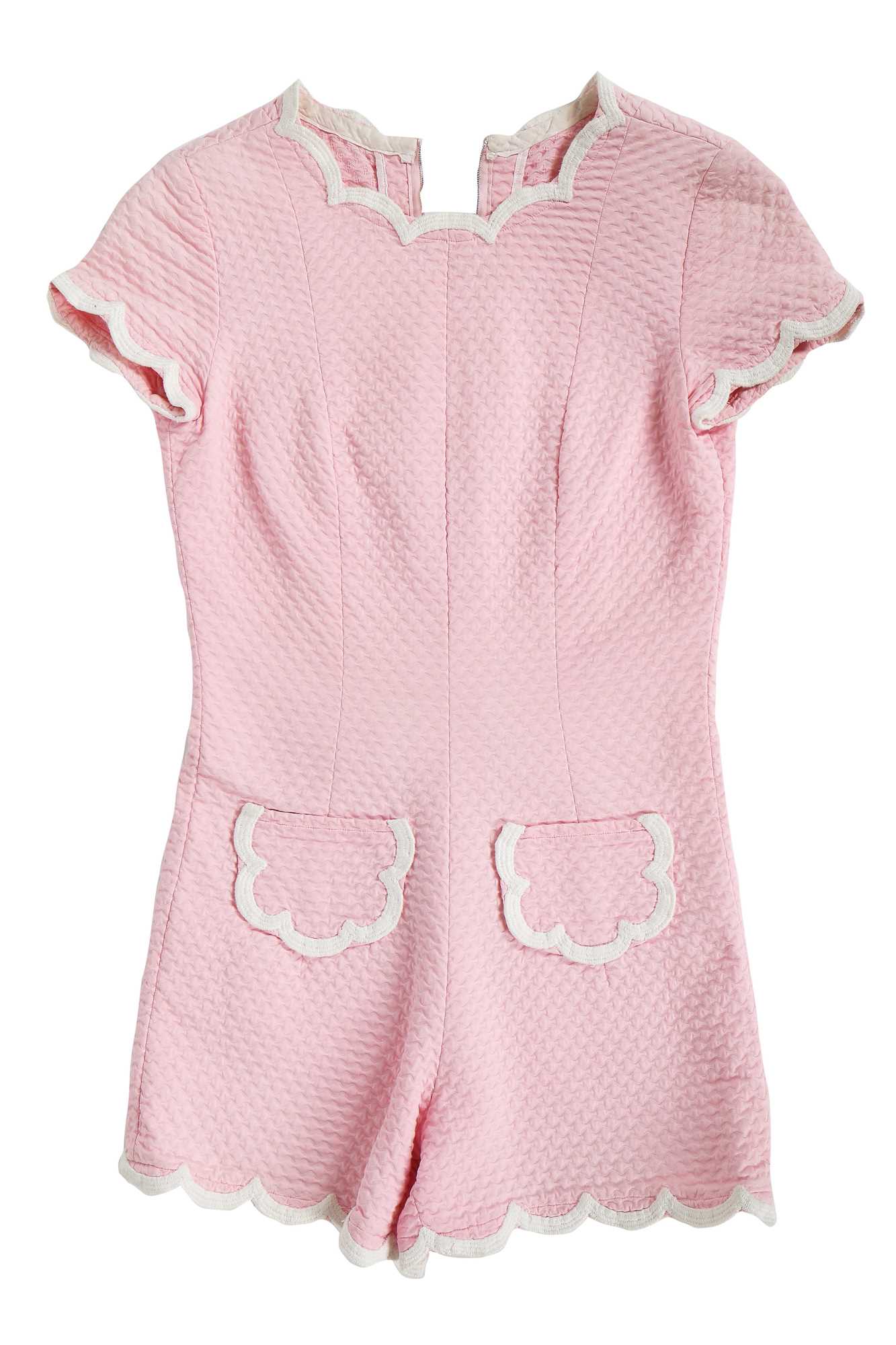 Lot 100 - A Courrèges pale-pink cotton matelassé playsuit, late 1960s