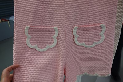 Lot 100 - A Courrèges pale-pink cotton matelassé playsuit, late 1960s