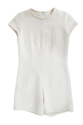 Lot 100 - A Courrèges pale-pink cotton matelassé playsuit, late 1960s