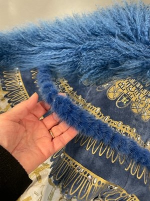 Lot 151 - A rare Zandra Rhodes reversible suede and Mongolian-lamb-fur cape, 'Egyptian' collection, 1987