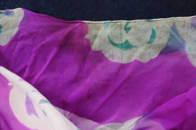 Lot 138 - A Thea Porter abaya/kaftan of magenta floral-printed chiffon, 1970s