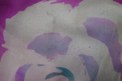 Lot 138 - A Thea Porter abaya/kaftan of magenta floral-printed chiffon, 1970s