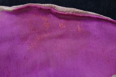 Lot 138 - A Thea Porter abaya/kaftan of magenta floral-printed chiffon, 1970s