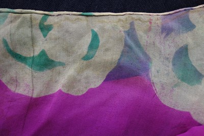 Lot 138 - A Thea Porter abaya/kaftan of magenta floral-printed chiffon, 1970s