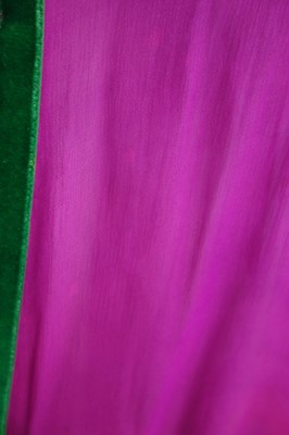 Lot 138 - A Thea Porter abaya/kaftan of magenta floral-printed chiffon, 1970s