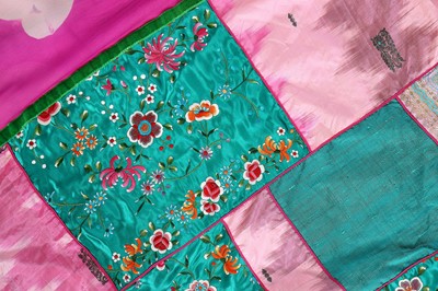 Lot 138 - A Thea Porter abaya/kaftan of magenta floral-printed chiffon, 1970s