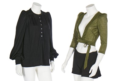 Lot 117 - A good group of Biba in shades of apple-green and brown, 1960s-1970s