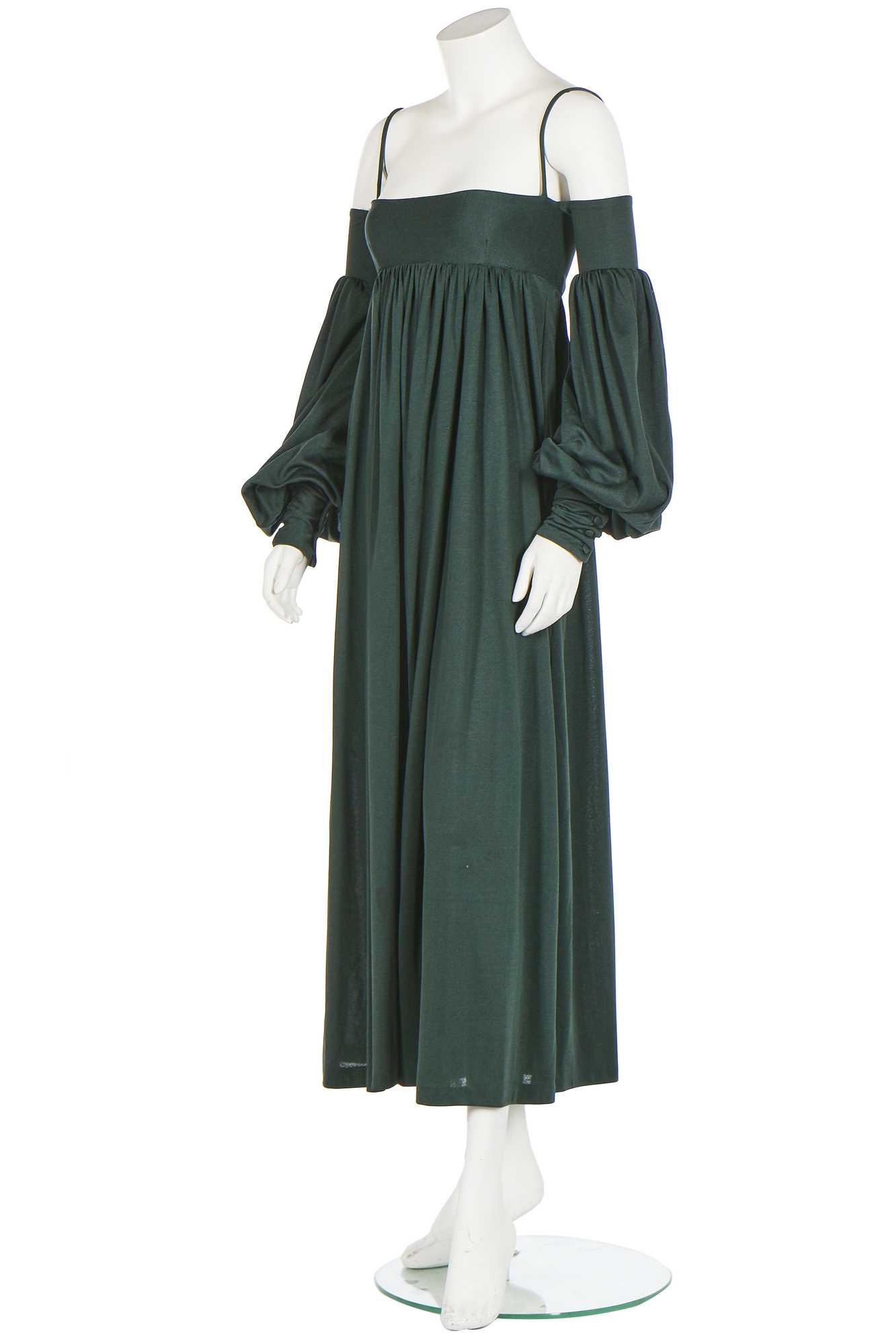 Lot 120 - A Biba forest-green jersey medieval-inspired dress, circa 1970
