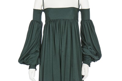 Lot 120 - A Biba forest-green jersey medieval-inspired dress, circa 1970