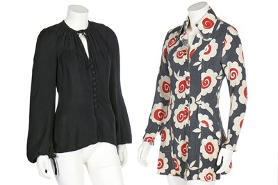 Lot 130 - An Ossie Clark/Celia Birtwell printed moss-crêpe jacket/shirt, 1970s