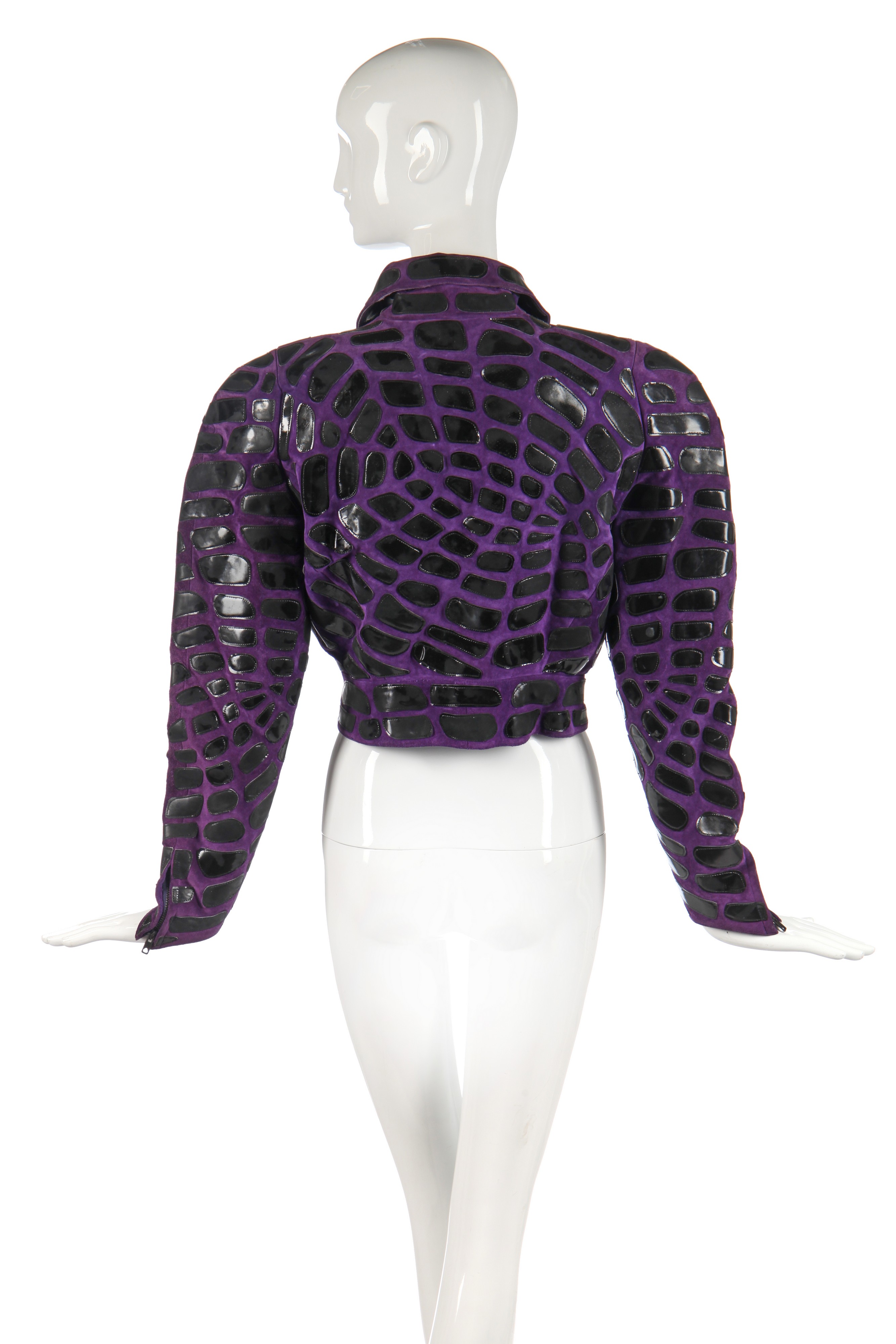 Lot 349 - A Thierry Mugler purple suede jacket, 'Les