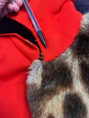 Lot 388 - A Vivienne Westwood fox fur and scarlet wool 'hunt' jacket, 'Storm in a Teacup' collection, Autumn-Winter 1996-97