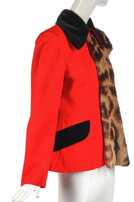 Lot 388 - A Vivienne Westwood fox fur and scarlet wool 'hunt' jacket, 'Storm in a Teacup' collection, Autumn-Winter 1996-97