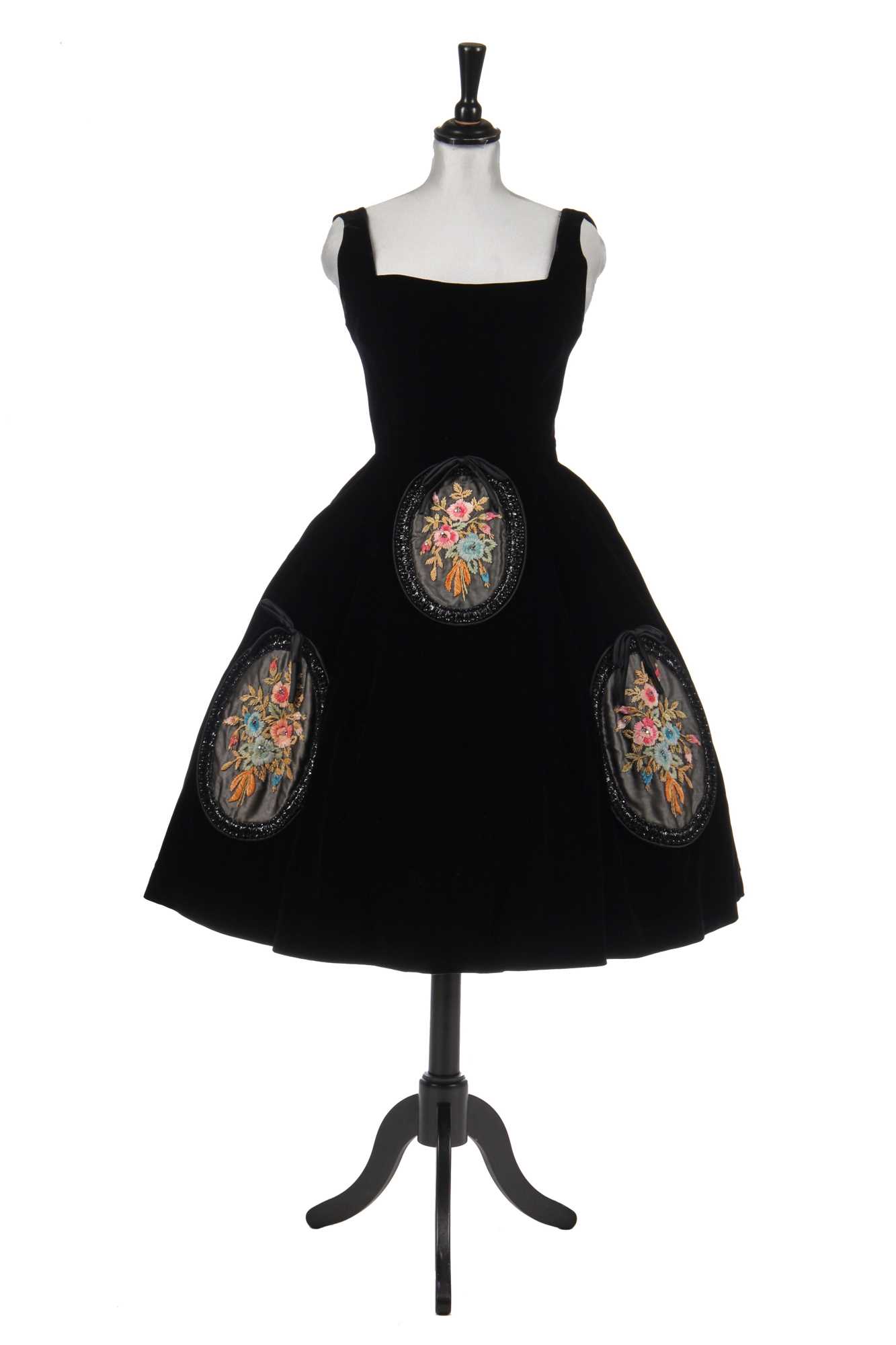 Lot 237 - A black velvet cocktail dress, probably Pierre Balmain, circa 1955