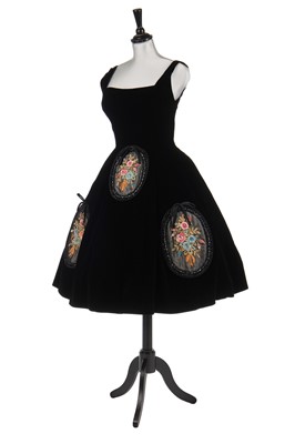 Lot 237 - A black velvet cocktail dress, probably Pierre Balmain, circa 1955