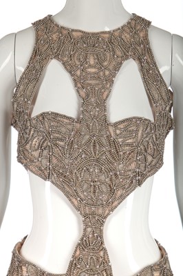 Lot 420 - An Alexander McQueen metallic beaded and chiffon evening gown, 'Pantheum as Lecum' collection, Autumn-Winter 2004-05