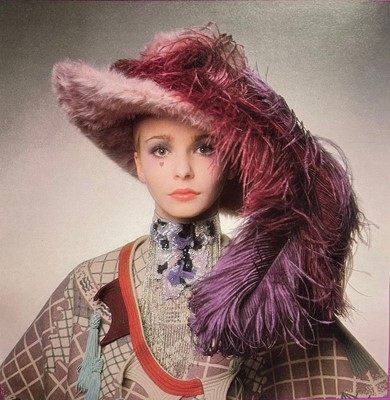 Lot 318 - A fine and rare Zandra Rhodes printed circular cape, 'Ukraine and Chevron Shawl' collection, Spring-Summer 1970