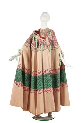 Lot 318 - A fine and rare Zandra Rhodes printed circular cape, 'Ukraine and Chevron Shawl' collection, Spring-Summer 1970