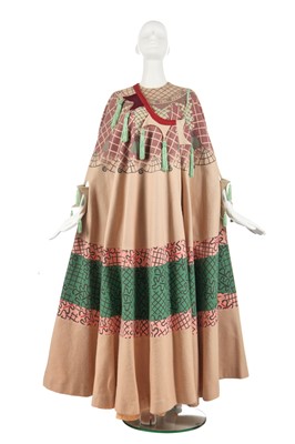Lot 318 - A fine and rare Zandra Rhodes printed circular cape, 'Ukraine and Chevron Shawl' collection, Spring-Summer 1970