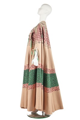 Lot 318 - A fine and rare Zandra Rhodes printed circular cape, 'Ukraine and Chevron Shawl' collection, Spring-Summer 1970