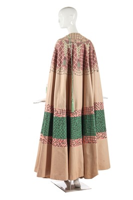 Lot 318 - A fine and rare Zandra Rhodes printed circular cape, 'Ukraine and Chevron Shawl' collection, Spring-Summer 1970