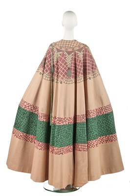 Lot 318 - A fine and rare Zandra Rhodes printed circular cape, 'Ukraine and Chevron Shawl' collection, Spring-Summer 1970