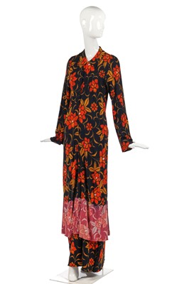 Lot 404 - A Rei Kawakubo for Comme des Garçons tropical floral printed rayon two-piece ensemble, 'Synergy' collection, Autumn-Winter 1993