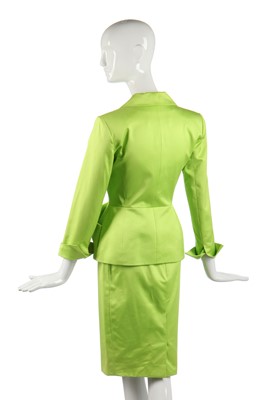 Lot 399 - A Christian Dior by Gianfranco Ferré acid-green satin suit, early 1990s