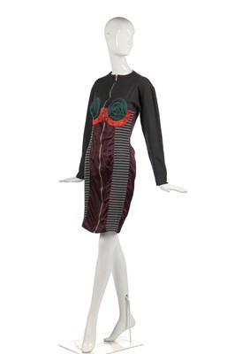 Lot 346 - A rare Jean Paul Gaultier ribbed jersey dress, 'Russian Constructivist' collection, Autumn-Winter 1986-87