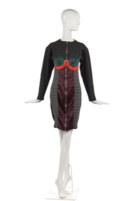 Lot 346 - A rare Jean Paul Gaultier ribbed jersey dress, 'Russian Constructivist' collection, Autumn-Winter 1986-87