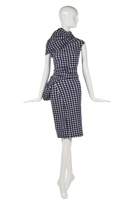 Lot 405 - A Comme des Garçons navy-blue and white stretch gingham dress, 'Body Meets Dress' or 'Bump' collection, Spring-Summer 1997