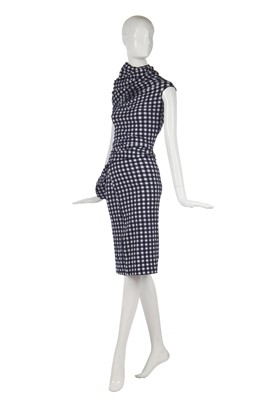 Lot 405 - A Comme des Garçons navy-blue and white stretch gingham dress, 'Body Meets Dress' or 'Bump' collection, Spring-Summer 1997