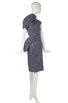 Lot 405 - A Comme des Garçons navy-blue and white stretch gingham dress, 'Body Meets Dress' or 'Bump' collection, Spring-Summer 1997