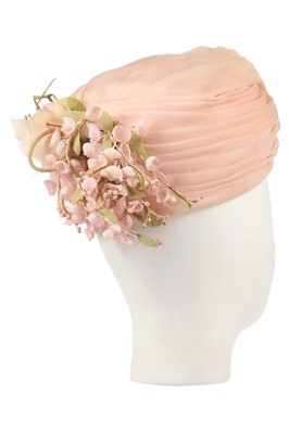Lot 295 - A Dior pale pink silk faille hat, 1960s