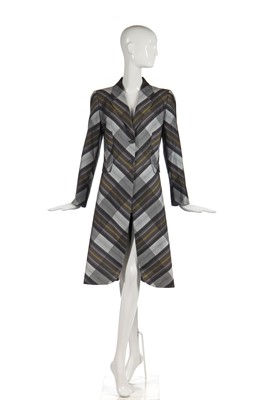 Lot 411 - An Alexander McQueen woven striped frock coat, Eshu collection, Autumn-Winter 2000