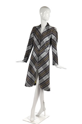 Lot 411 - An Alexander McQueen woven striped frock coat, Eshu collection, Autumn-Winter 2000