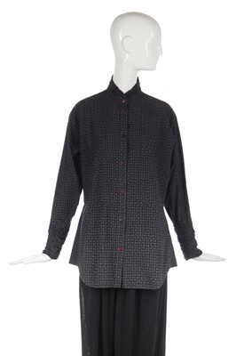 Lot 344 - An Issey Miyake textured wool jacket in shades of blue-grey and black, circa 1983