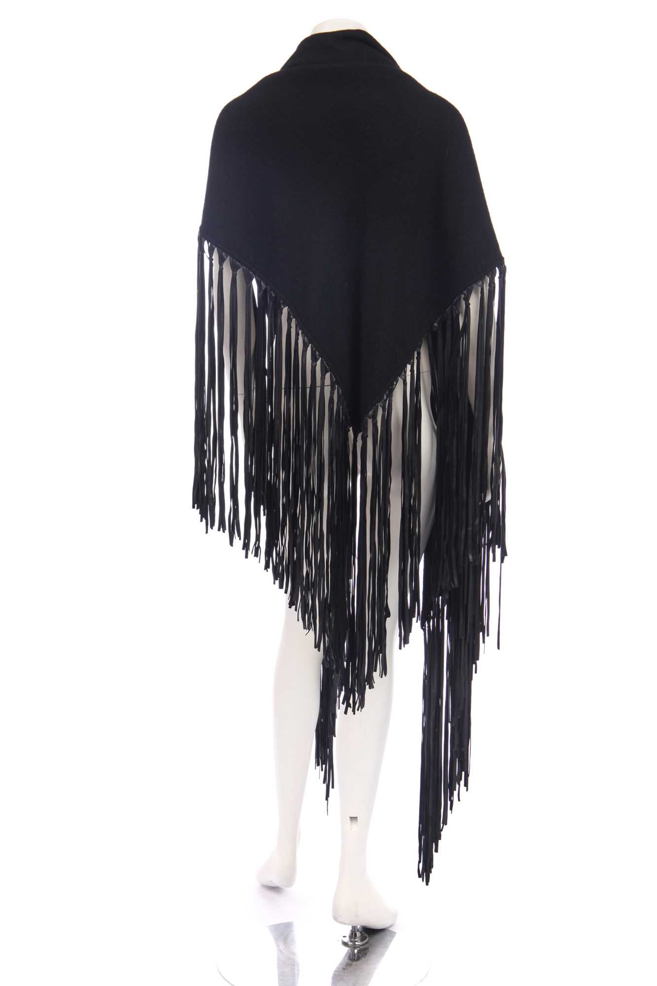 Lot 50 - An Hermès black wool and cashmere shawl, probably 1980s