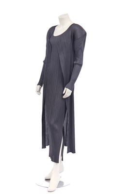 Lot 180 - An Issey Miyake pleated grey polyester two-piece ensemble, 2000s-modern