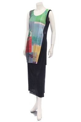 Lot 181 - An Issey Miyake pleated and perforated polyester two-piece ensemble, 2000s-modern