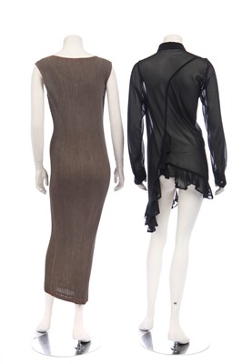 Lot 181 - An Issey Miyake pleated and perforated polyester two-piece ensemble, 2000s-modern