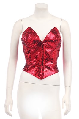 Lot 171 - A Thierry Mugler red sequined bustier, Autumn-Winter 2001-02