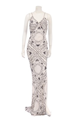 Lot 144 - A John Galliano heart-printed chiffon bias-cut evening gown with hood, probably pre-collection 2001-02