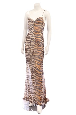 Lot 152 - A Dolce & Gabbana bias-cut leopard and floral printed silk evening gown, 2000s
