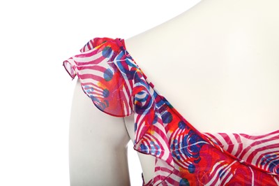 Lot 146 - A John Galliano printed chiffon bias-cut evening gown, pre-collection 2002